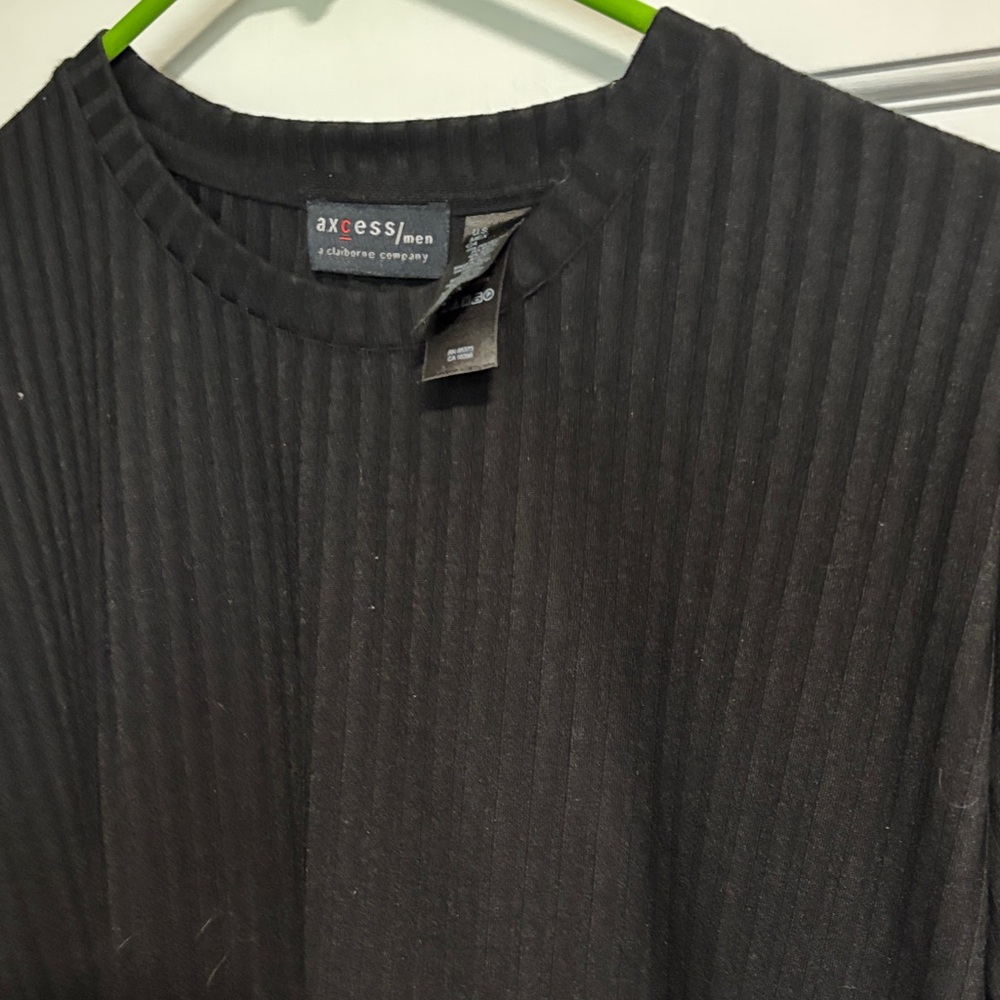 Axcess Black Ribbed Short Sleeve Tee - Picture 3 of 5